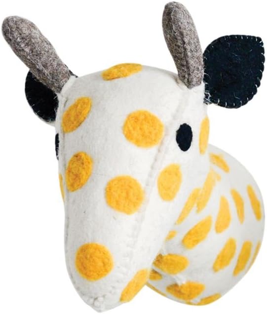 Ebros Gift Wool Safari Giraffe Baby Animal Head Plush Doll Wall Decor Safari Collection