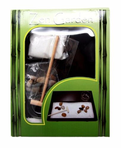 Ebros Gift Wu Xin Meditation Zen Garden Set Rocks And Sand Garden With Rake & Candleholder