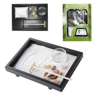 ebros gift Wu Xin Meditation Zen Garden Set Rocks And Sand Garden With Rake & Candleholder