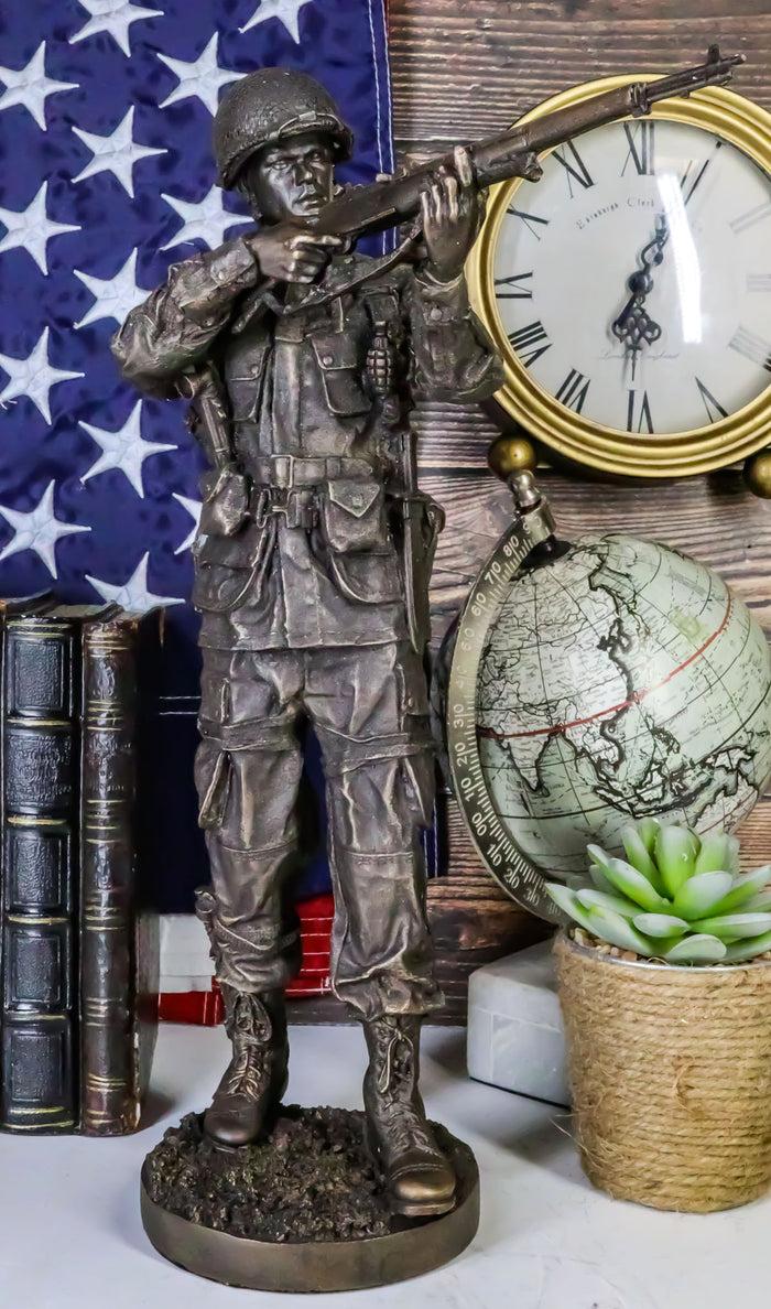 ebros gift WW2 Marine Private Combat Soldier Taking Aim with Rifle During Patrol Figurine