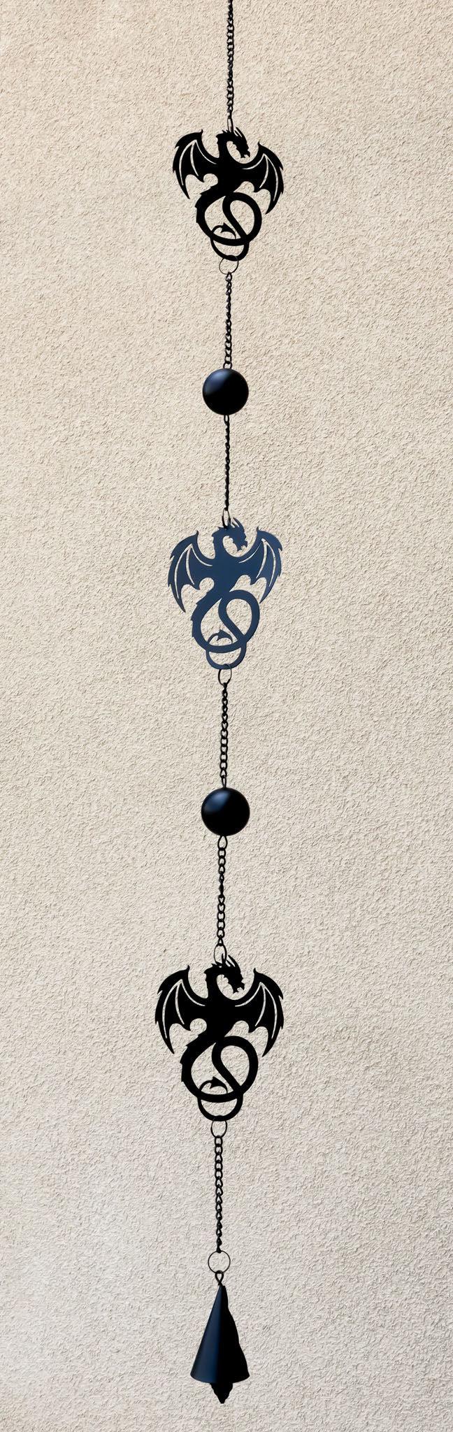 Ebros Gift Wyverex Alchemy Folklore Dragon Metal Wall Hanging Mobile Wind Chime With Beads