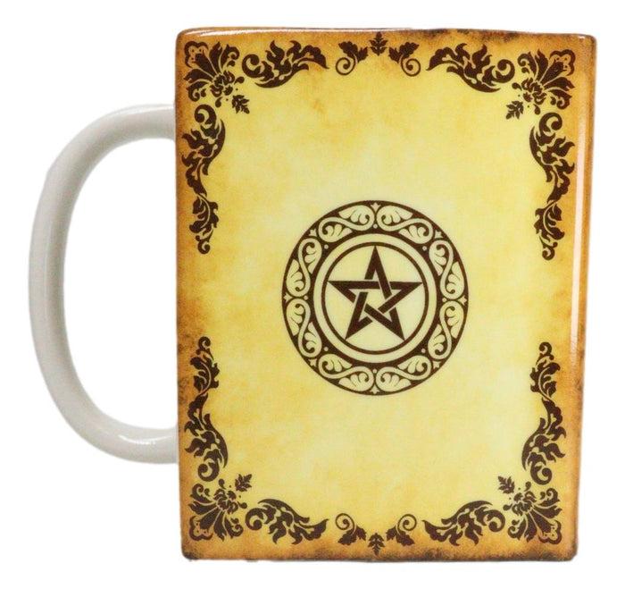 Ebros Gift Yellow Grimoire Book Of Spells Triple Moon Arcane Arts Ceramic Boxy Square Mug