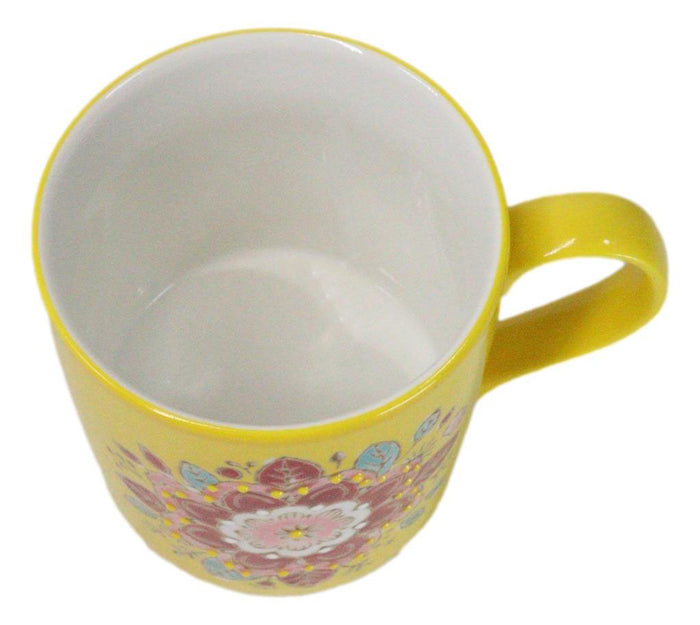 Ebros Gift Yellow Manipura Navel Chakra Zen Flower Of Life Mandala Circle Ceramic Mug
