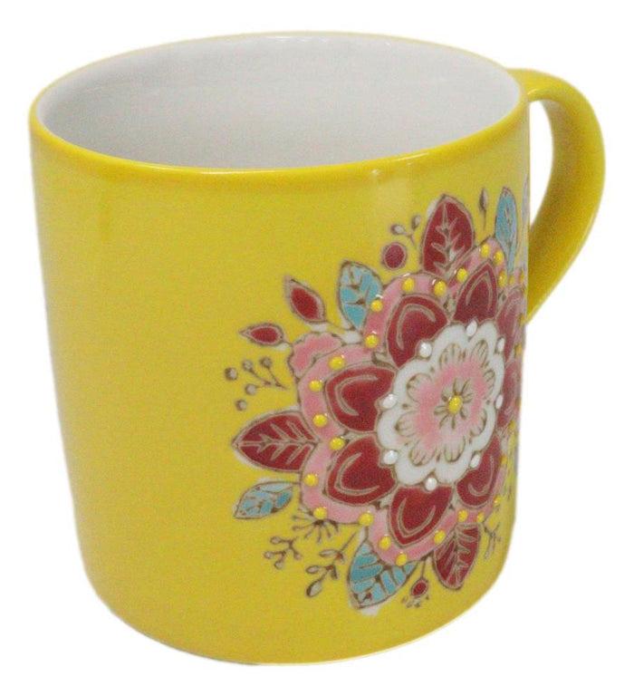 Ebros Gift Yellow Manipura Navel Chakra Zen Flower Of Life Mandala Circle Ceramic Mug