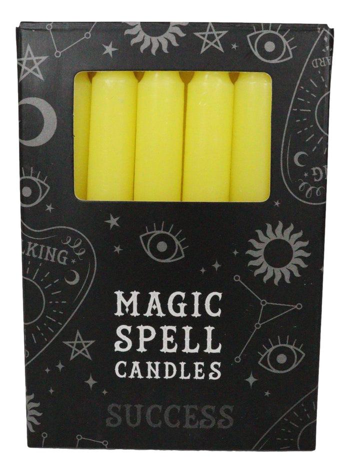 Ebros Gift Yellow Success Victory Pack Of 12 Wicca Occult Witch Ritual Spell Chime Candles