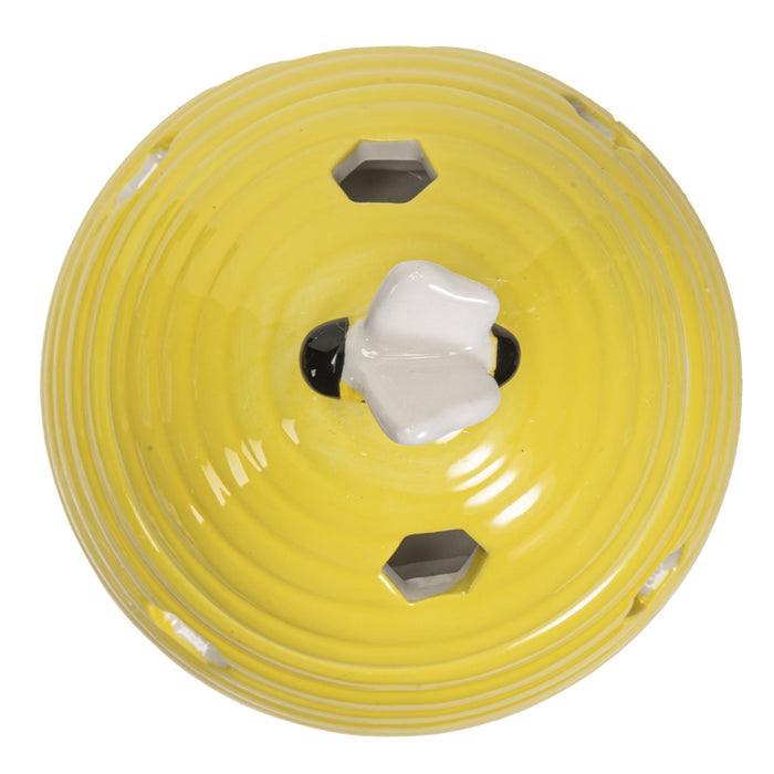 Ebros Gift Yellow Whimsical Bumblebee Beehive Ceramic Essential Oil Warmer Candle Holder