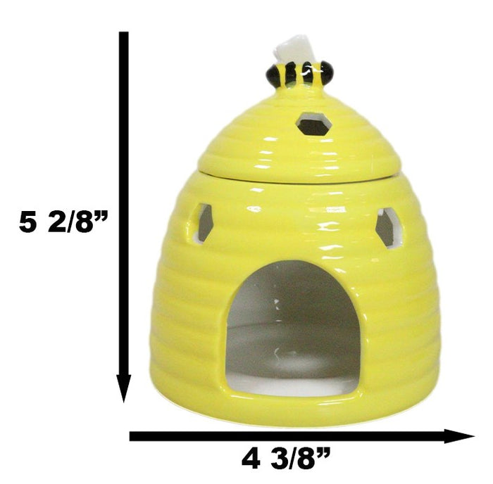 Ebros Gift Yellow Whimsical Bumblebee Beehive Ceramic Essential Oil Warmer Candle Holder