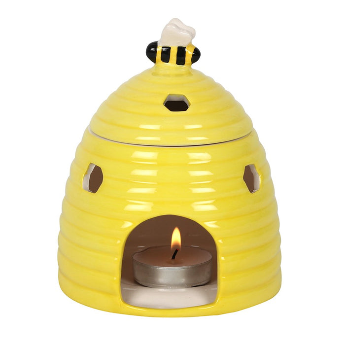 ebros gift Yellow Whimsical Bumblebee Beehive Ceramic Essential Oil Warmer Candle Holder