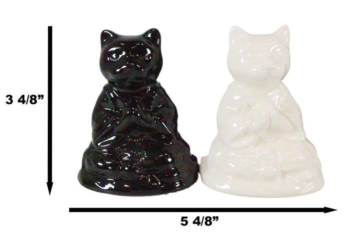 Ebros Gift Yin Yang Zen Monk Buddha Cats Monks Meditating Ceramic Salt And Pepper Shakers