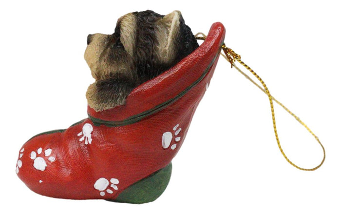 Ebros Gift Yorkshire Terrier Yorkie Puppy In Sock Holiday Fest Christmas Ornament Figurine