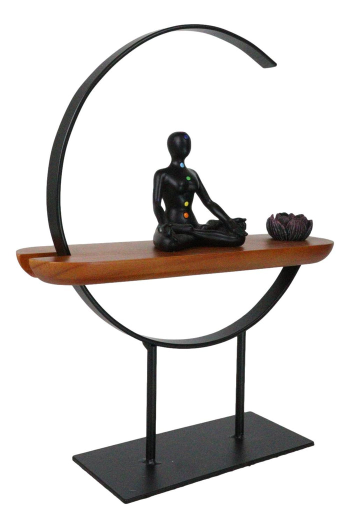Ebros Gift Zen Crescent Rainbow 7 Chakra Zones Black Yoga Avatar With Lotus Incense Burner