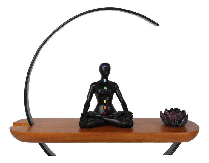 Ebros Gift Zen Crescent Rainbow 7 Chakra Zones Black Yoga Avatar With Lotus Incense Burner