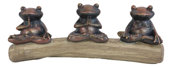 Ebros Gift Zen Feng Shui Koan Of The Frog Meditating Buddha Yoga Frogs Trio On Log Statue