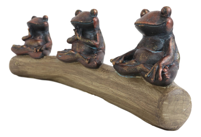 Ebros Gift Zen Feng Shui Koan Of The Frog Meditating Buddha Yoga Frogs Trio On Log Statue