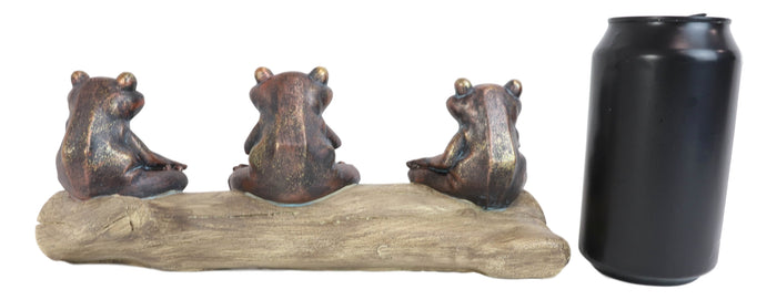 Ebros Gift Zen Feng Shui Koan Of The Frog Meditating Buddha Yoga Frogs Trio On Log Statue