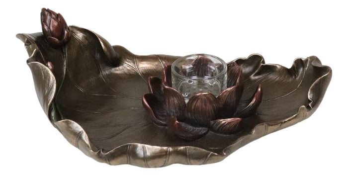 Ebros Gift Zen Garden Buddha Lotus Flower Incense Burner Votive Tea Light Candleholder