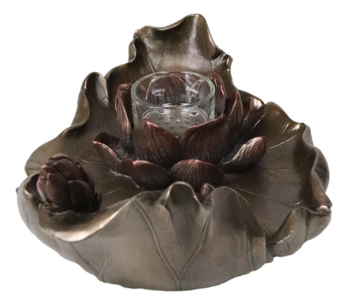 Ebros Gift Zen Garden Buddha Lotus Flower Incense Burner Votive Tea Light Candleholder