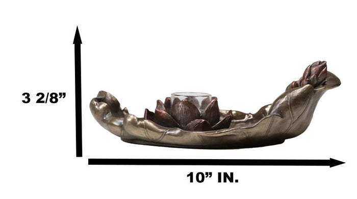 Ebros Gift Zen Garden Buddha Lotus Flower Incense Burner Votive Tea Light Candleholder