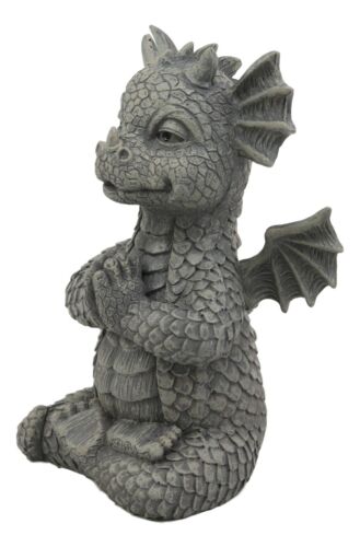Ebros Gift Zen Meditating Yoga Namaste Dragon Statue Faux Stone Resin 5"Tall Fantasy Decor
