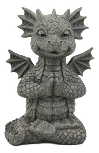 Ebros Gift Zen Meditating Yoga Namaste Dragon Statue Faux Stone Resin 5"Tall Fantasy Decor