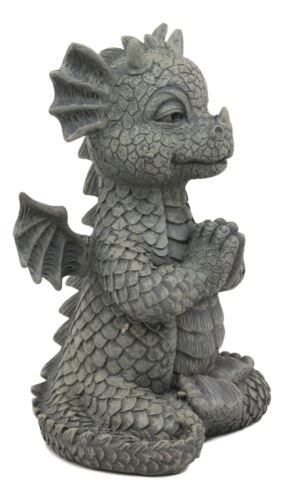Ebros Gift Zen Meditating Yoga Namaste Dragon Statue Faux Stone Resin 5"Tall Fantasy Decor