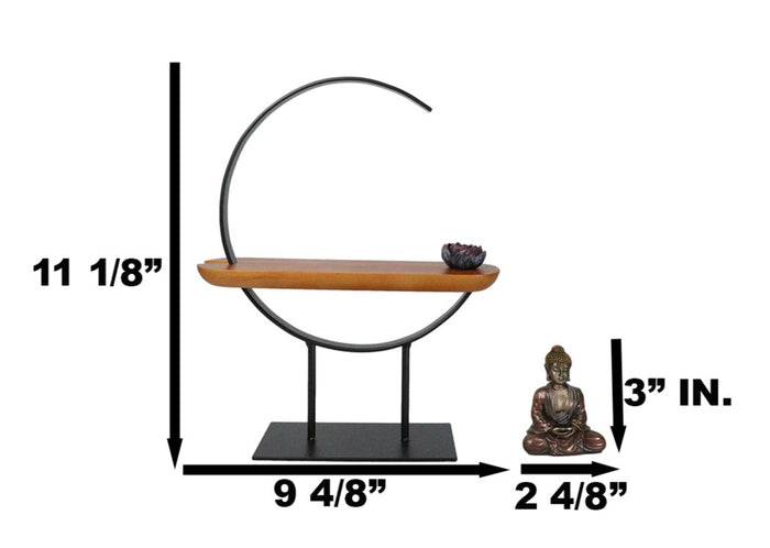 Ebros Gift Zen Metal Crescent Amitabha Buddha With Lotus Incense Burner Meditation Tool