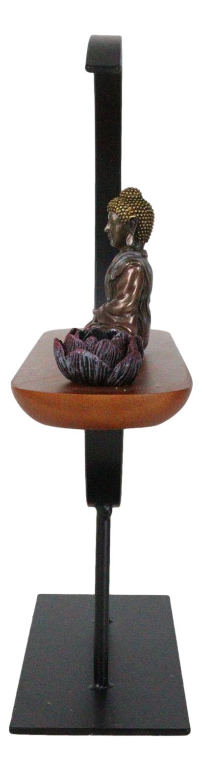 Ebros Gift Zen Metal Crescent Amitabha Buddha With Lotus Incense Burner Meditation Tool