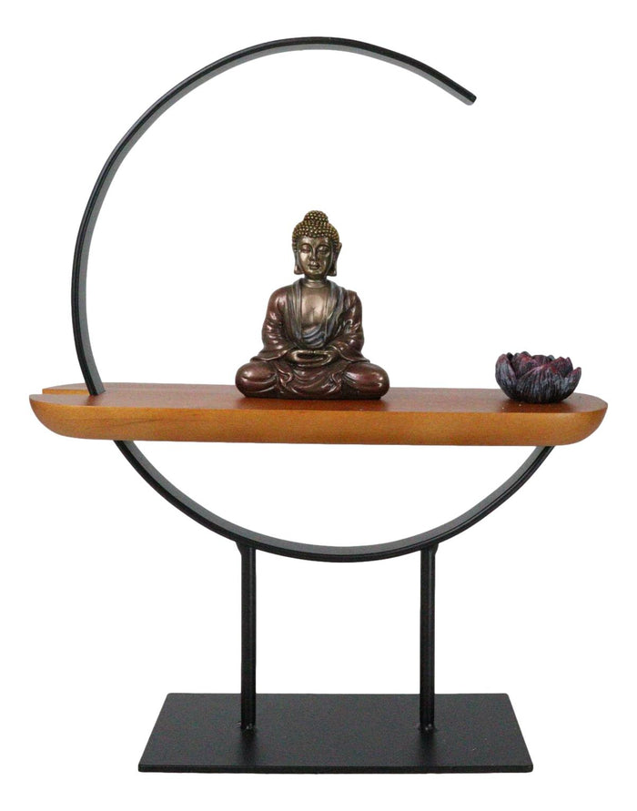 Ebros Gift Zen Metal Crescent Amitabha Buddha With Lotus Incense Burner Meditation Tool
