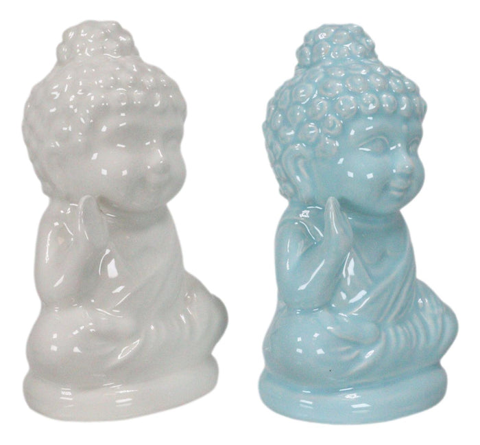 Ebros Gift Zen Monk Monastery Baby Buddha Monks Meditating Ceramic Salt And Pepper Shakers