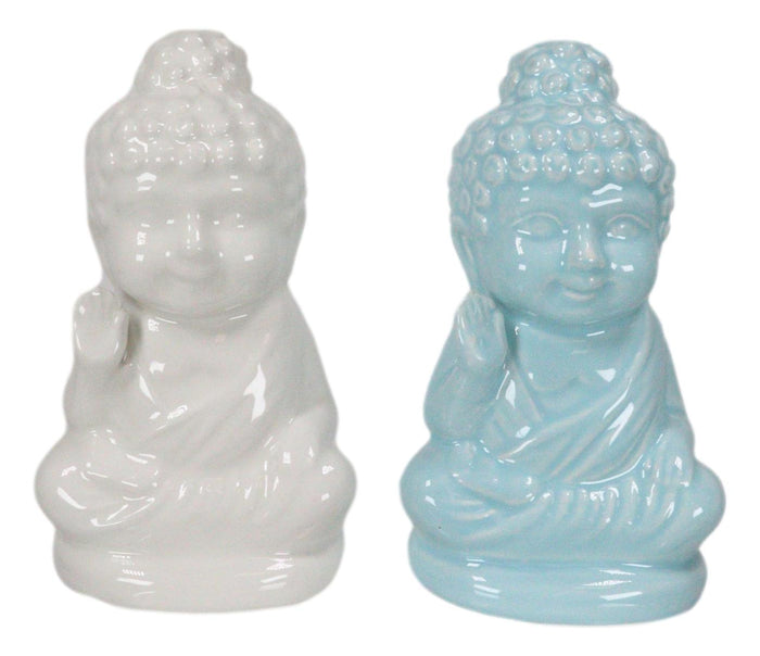 Ebros Gift Zen Monk Monastery Baby Buddha Monks Meditating Ceramic Salt And Pepper Shakers