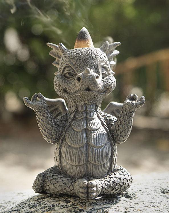 ebros gift Zen Whimsical Garden Dragon Yoga Sitting In Meditation Backflow Incense Burner