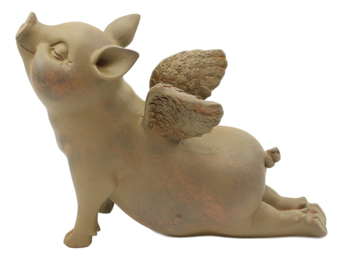 Ebros Gift Zen Yoga Flying Pig Angel Hog Heavens In Cobra Stretch Pose Rustic Statue Decor
