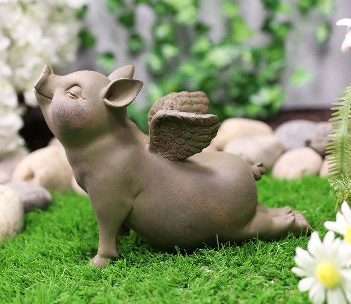 ebros gift Zen Yoga Flying Pig Angel Hog Heavens In Cobra Stretch Pose Rustic Statue Decor