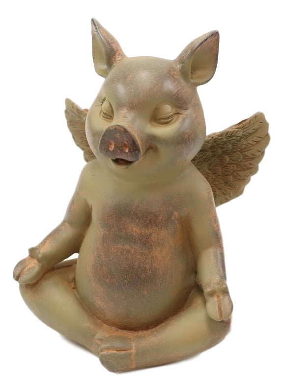 Ebros Gift Zen Yoga Flying Pig Angel Hog Heavens Meditating In Lotus Pose Rustic Statue