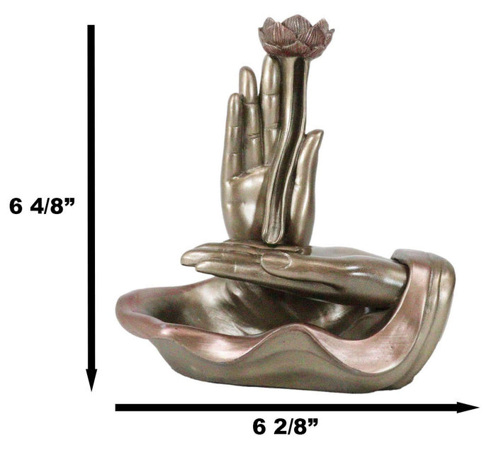 Ebros Gift Zen Yoga Meditation Buddha Mudra Hands Lotus Flower Backflow Incense Burner