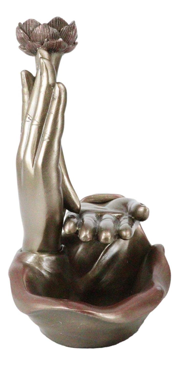 Ebros Gift Zen Yoga Meditation Buddha Mudra Hands Lotus Flower Backflow Incense Burner