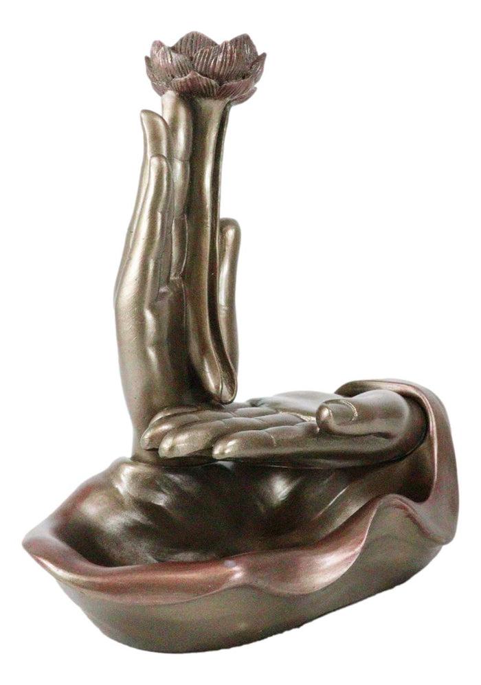 Ebros Gift Zen Yoga Meditation Buddha Mudra Hands Lotus Flower Backflow Incense Burner