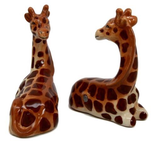Ebros Gift Zoo Safari Giraffe Lovers Ceramic Magnetic Salt Pepper Shakers Set Figurines