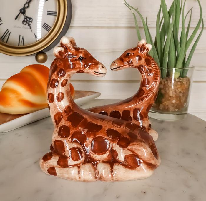 ebros gift Zoo Safari Giraffe Lovers Ceramic Magnetic Salt Pepper Shakers Set Figurines