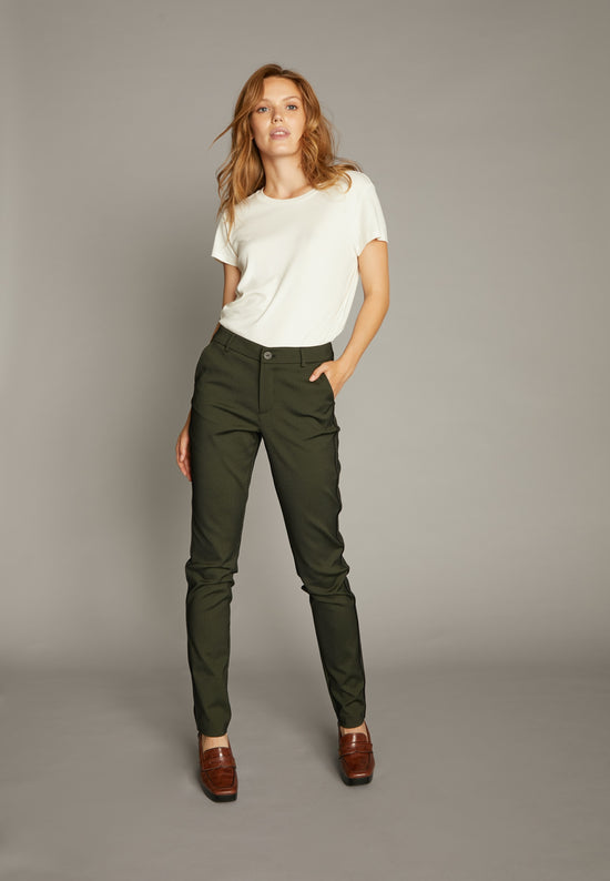 Echte Ebony Slim Trousers - Sulphur Yellow Stripe