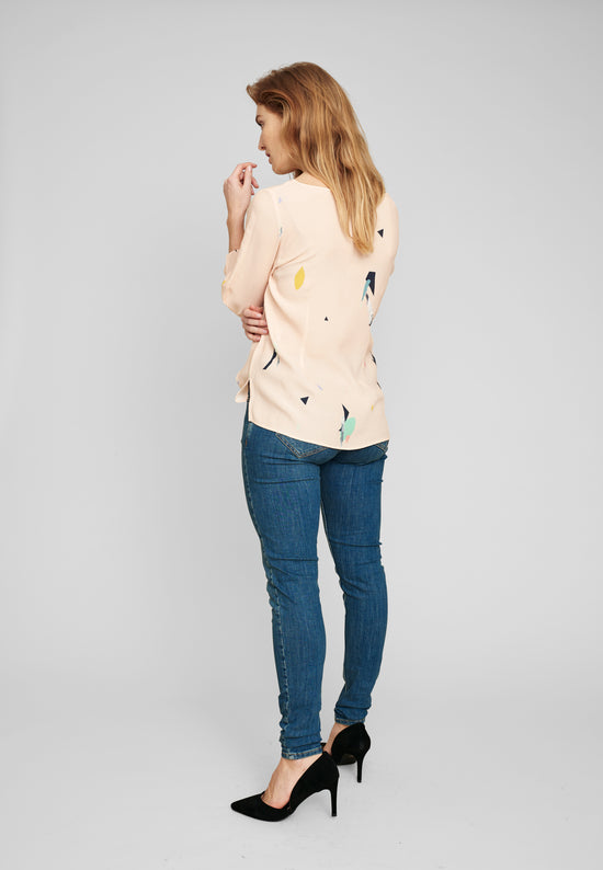 Echte Linda Crop Regular Shirts - Peach Art