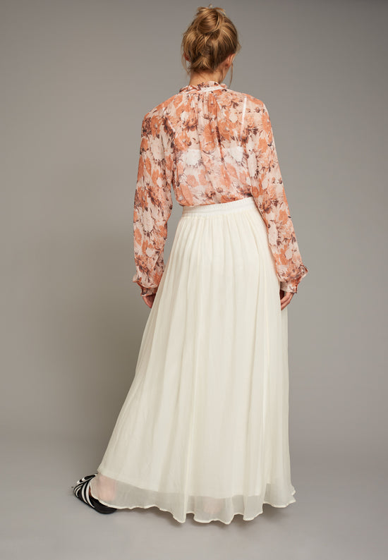 Echte Ruffled Sheer Blouse - Flower Print