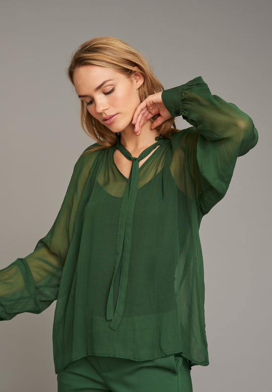 Echte Ruffled Sheer Blouse - Grass