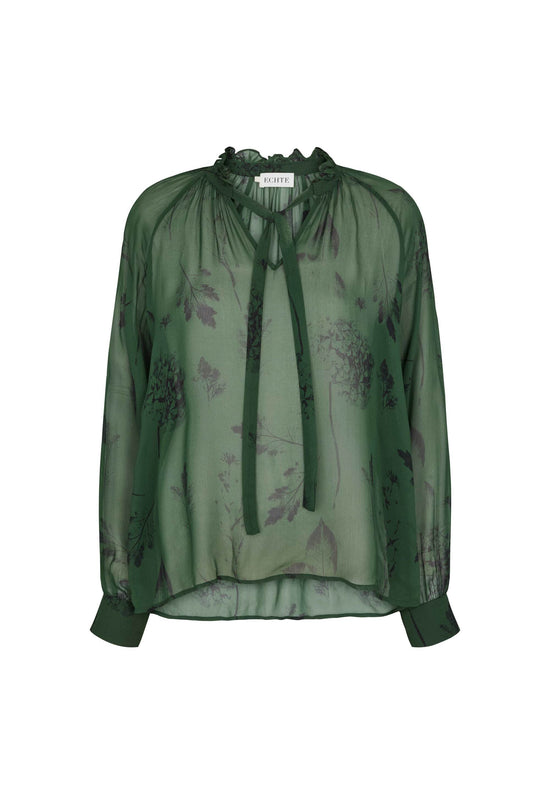 echte Ruffled Sheer Blouse - Grass Botanical