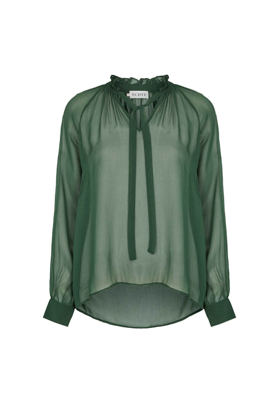 echte Ruffled Sheer Blouse - Grass