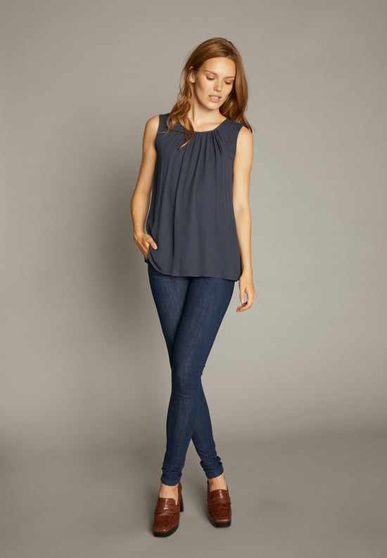 Echte Ruffled Top - Navy