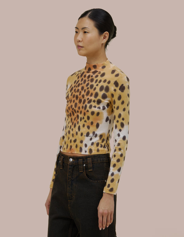 Eckhaus Latta LAPPED BABY TURTLENECK Cheetah