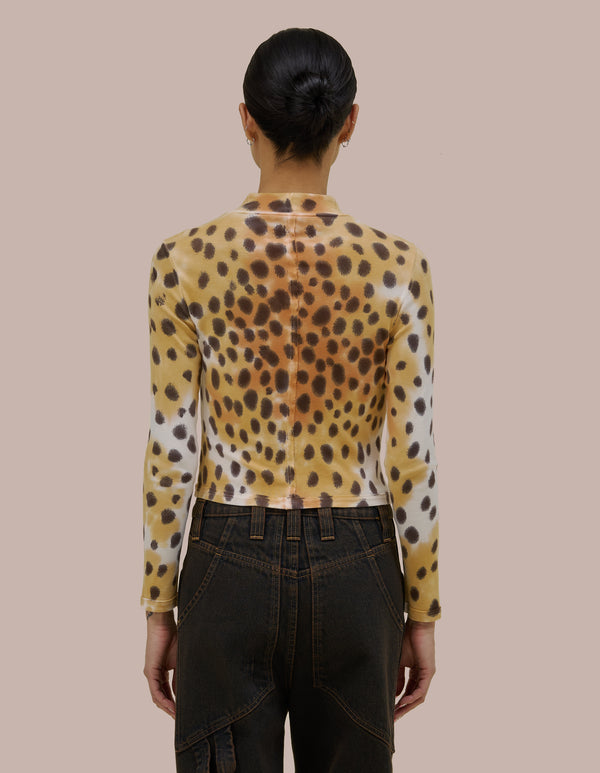 Eckhaus Latta LAPPED BABY TURTLENECK Cheetah