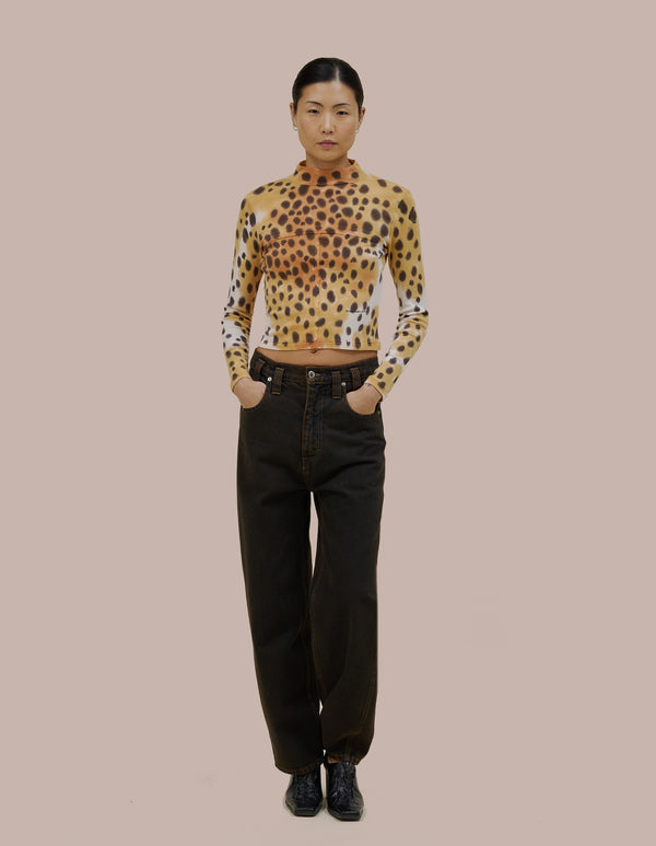 Eckhaus Latta LAPPED BABY TURTLENECK Cheetah