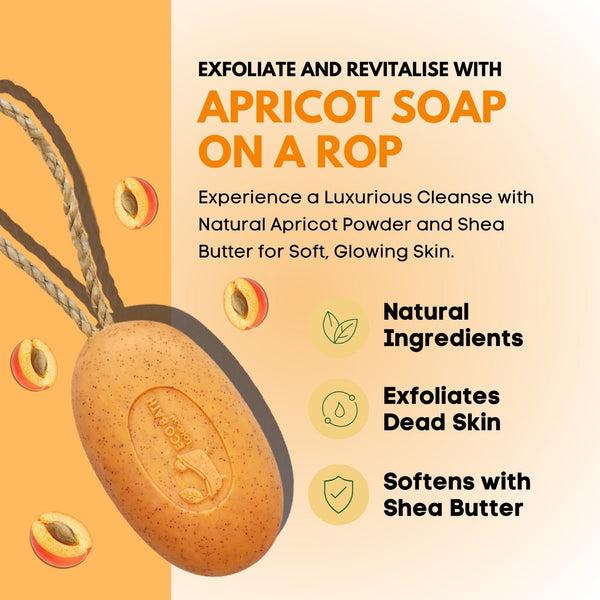 Eco Bath London Eco Bath London Apricot Soap On A Rope 220g- Luxury Eco-Friendly Apricot Soap Bar
